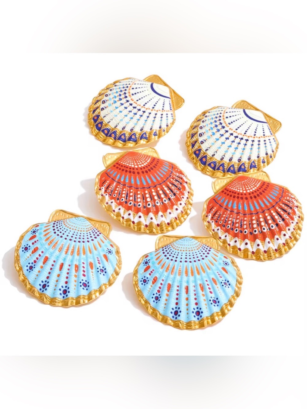 Sara Sotti Colorful Seashell Stud Earrings